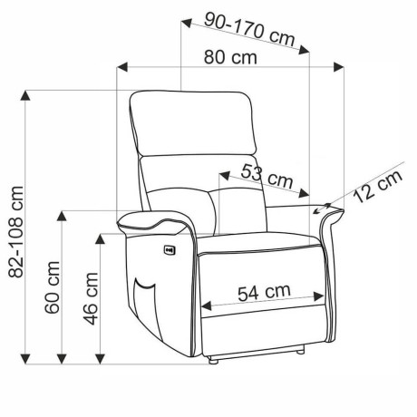 SEMIR HALMAR Electric Recliner Armchair Blue with USB Port