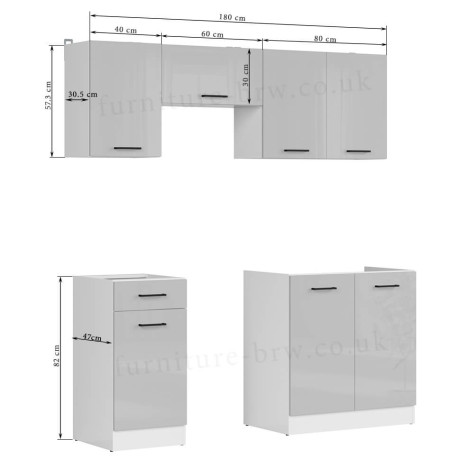 JUNONA LINE 180 BBL Kitchen Set Grey Gloss