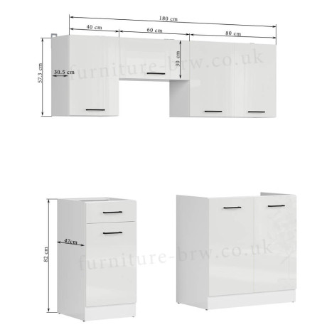 JUNONA LINE 180 BBL Kitchen Set White Gloss