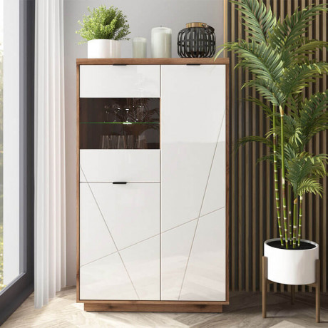 REG2D1W FORN BRW Glass-Fronted Cabinet