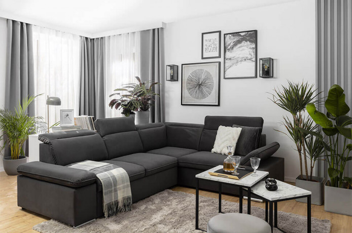 DARBY 2F BRW Corner Sofa Bed Black