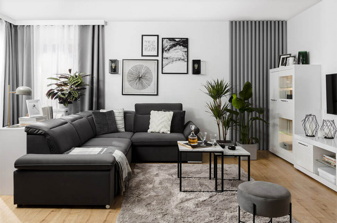 DARBY 2F BRW Corner Sofa Bed Black